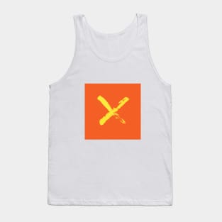 Painted brush stroke, two crossed wide lines. Print. Tank Top